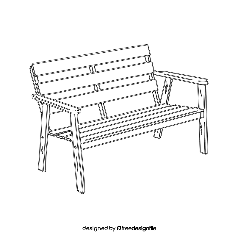 Wooden Bench black and white clipart