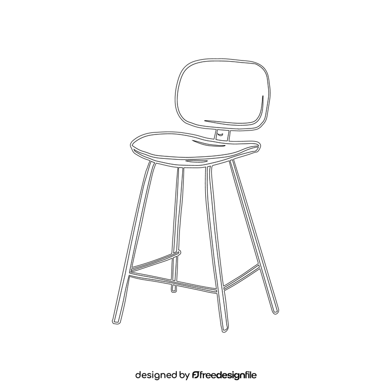 Leather Bar Stool black and white clipart