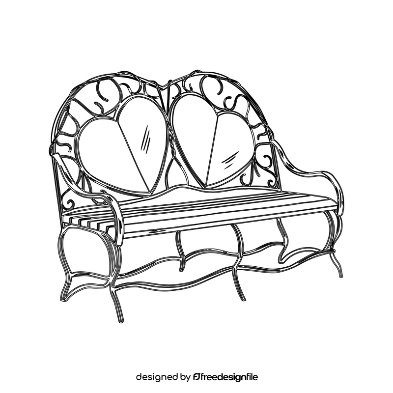 Romantic Bench black and white clipart