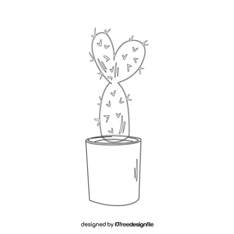 Cactus black and white clipart