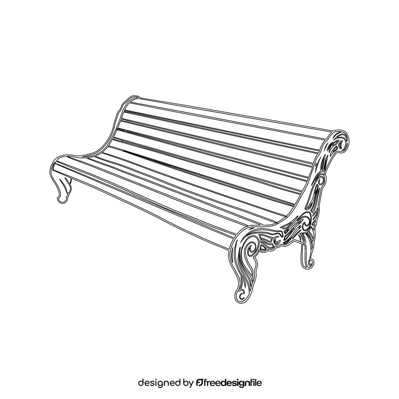 Street Bench black and white clipart