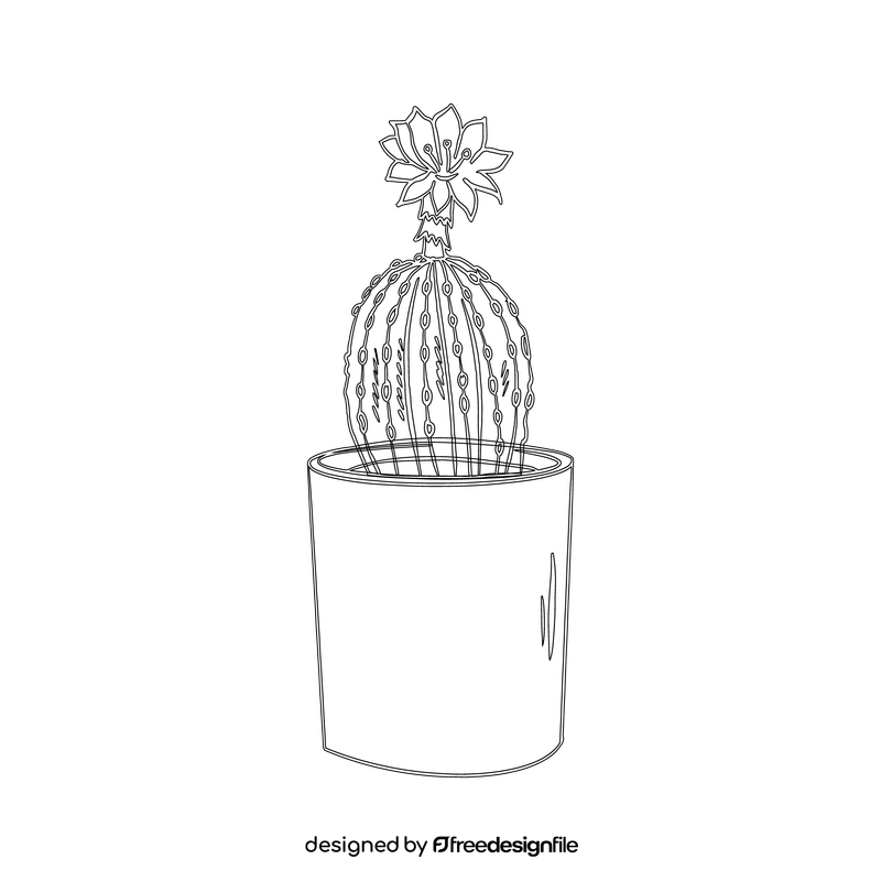 Powder Puff Cactus black and white clipart