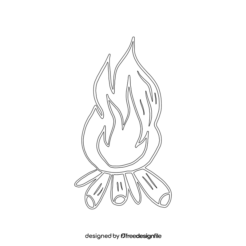 Bonfire black and white clipart