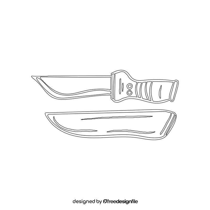 Wood Handle Knife black and white clipart