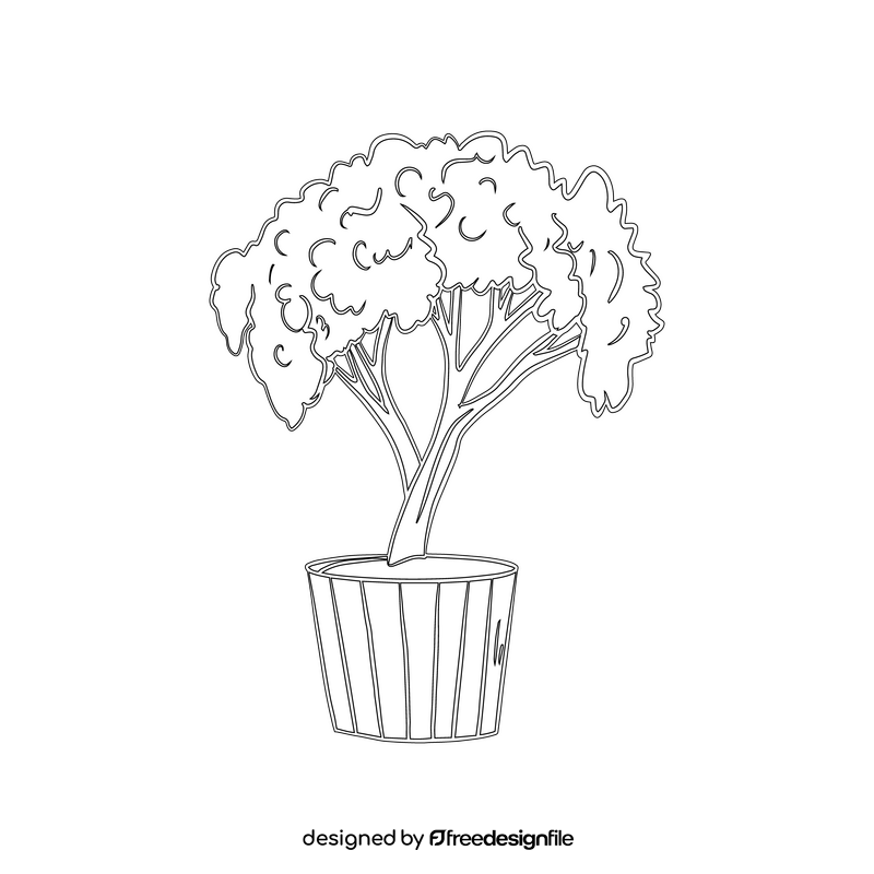 Tree in Pot black and white clipart