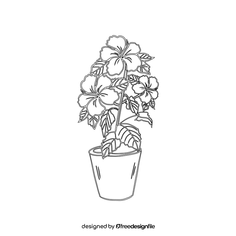 Gerbera Daisy in Pot black and white clipart