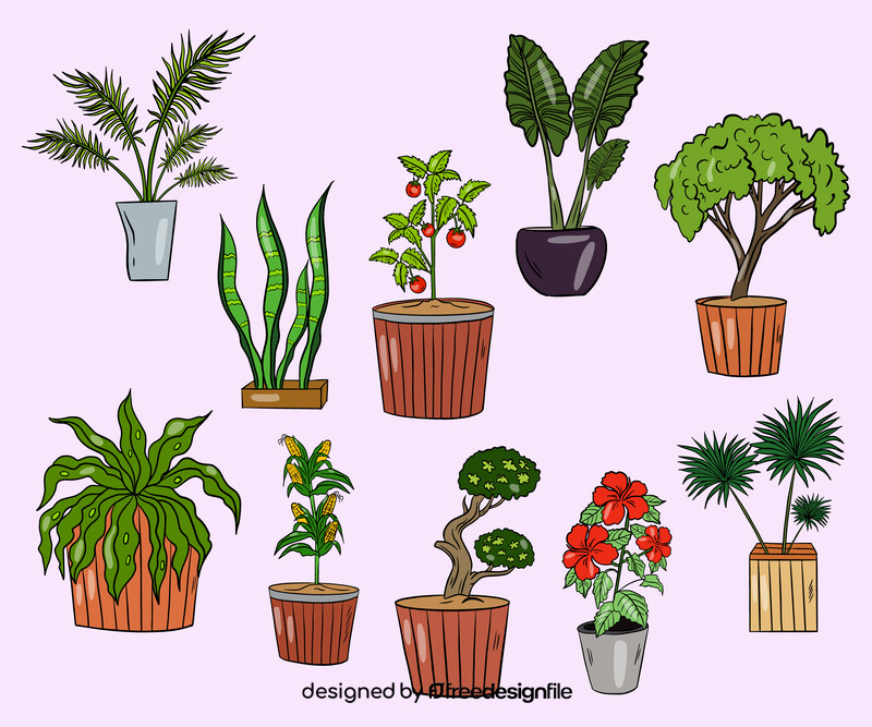 Set of Potted Plants vector