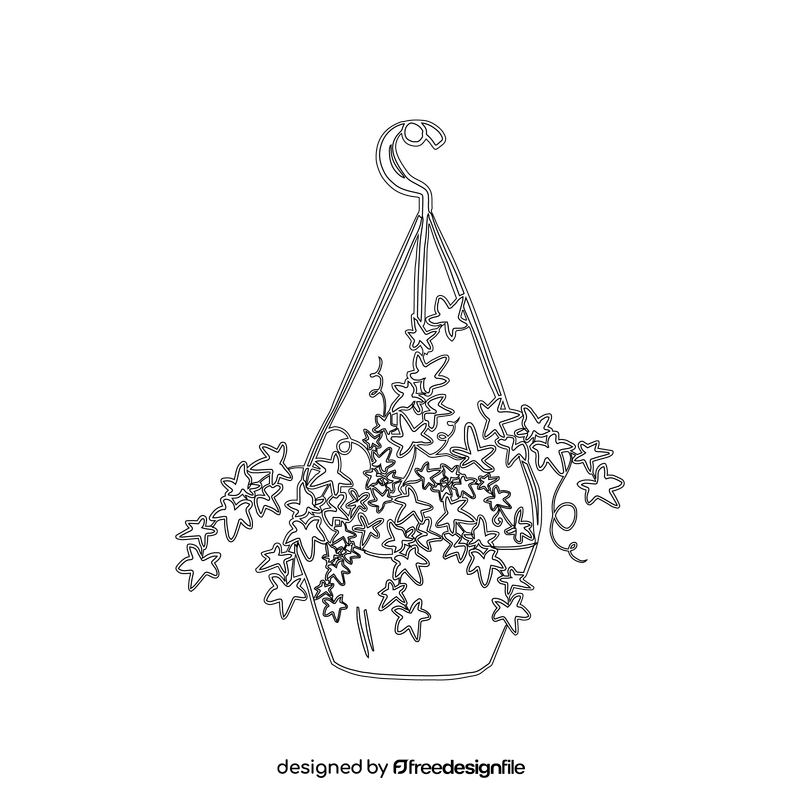 Hanging Potted Plant black and white clipart