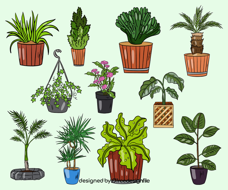 Set of Potted Plants vector