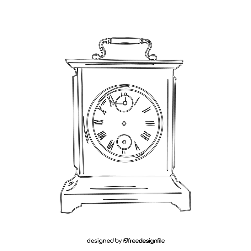 Vintage Table Clock black and white clipart