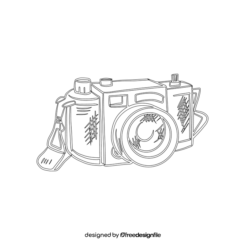 Vintage Camera black and white clipart