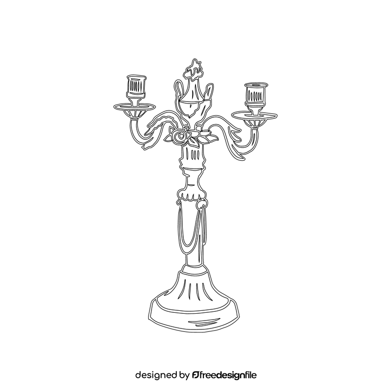 Vintage Candlestick black and white clipart
