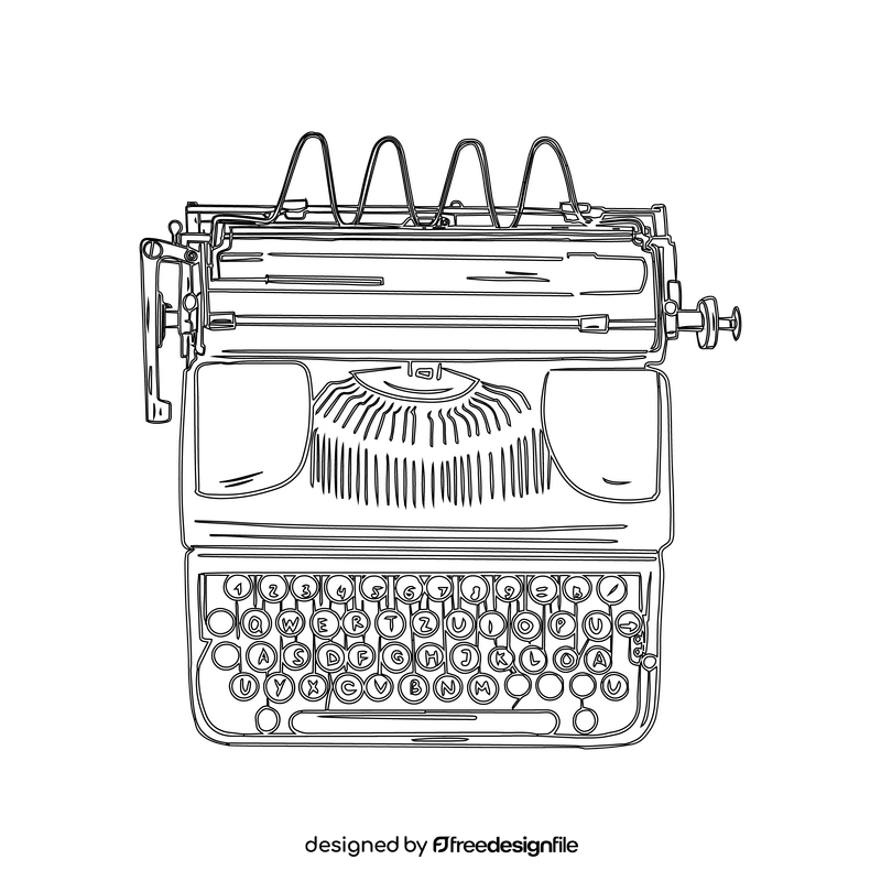 Typewriter black and white clipart