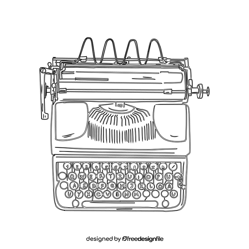 Typewriter black and white clipart