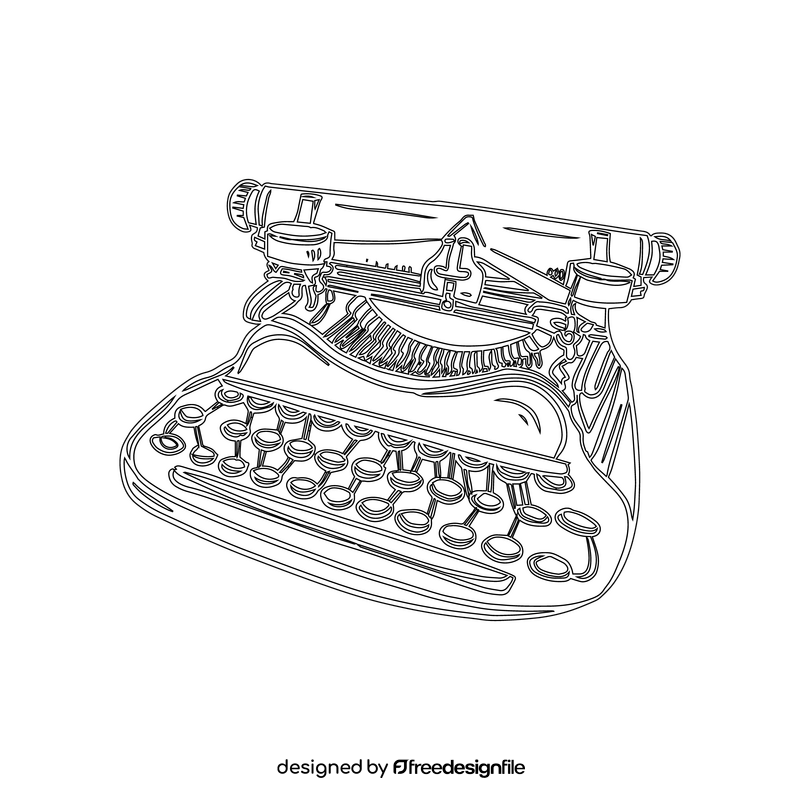 Typewriter black and white clipart