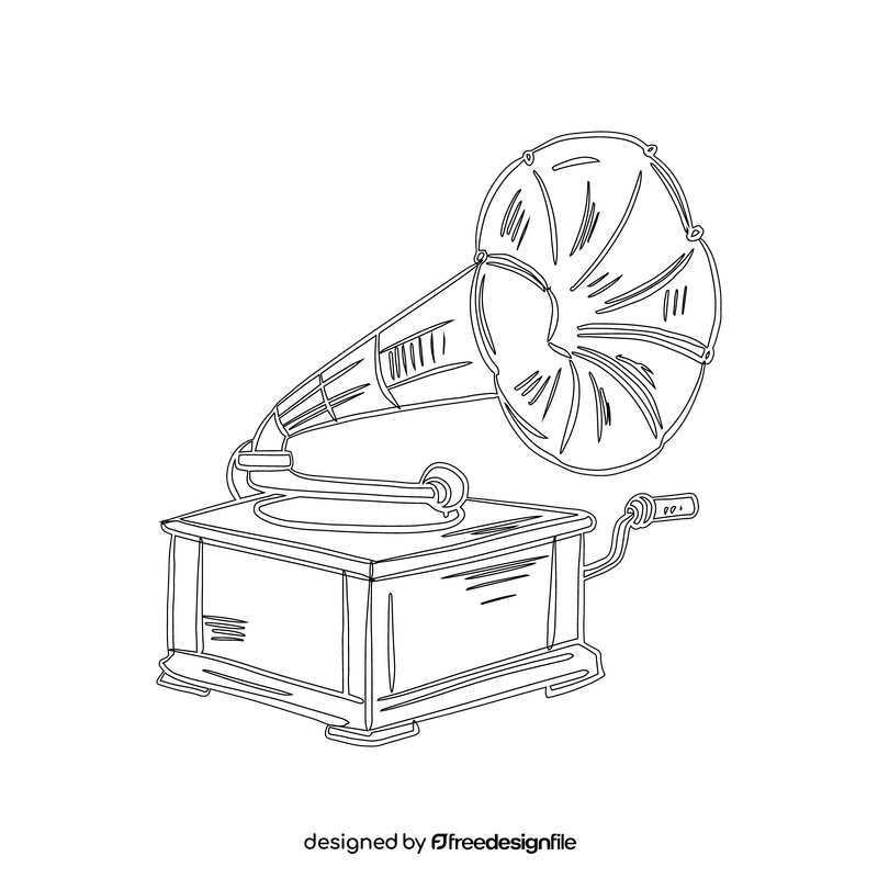 Gramophone black and white clipart