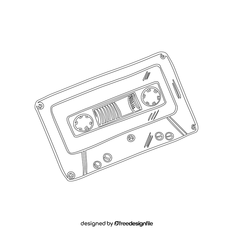 Audio Cassette black and white clipart