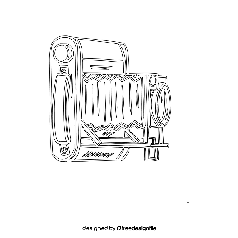 Vintage Camera black and white clipart