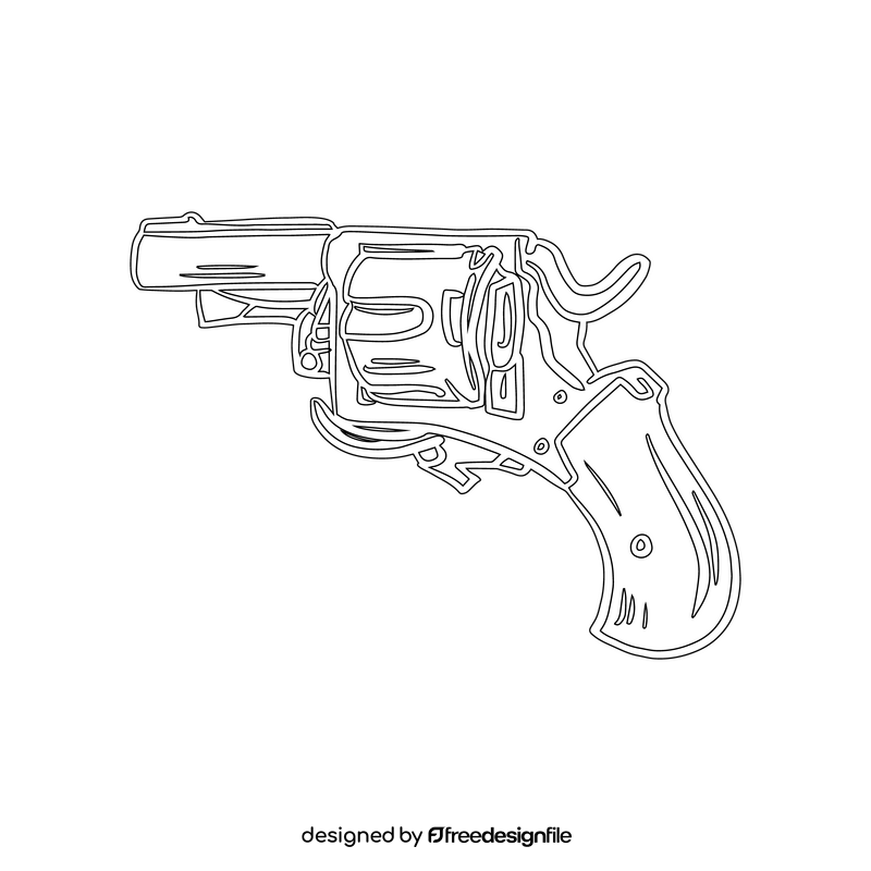 Handgun black and white clipart