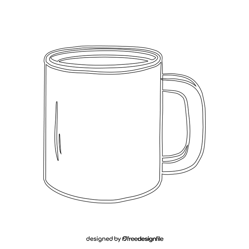 Mug of Coffee black and white clipart