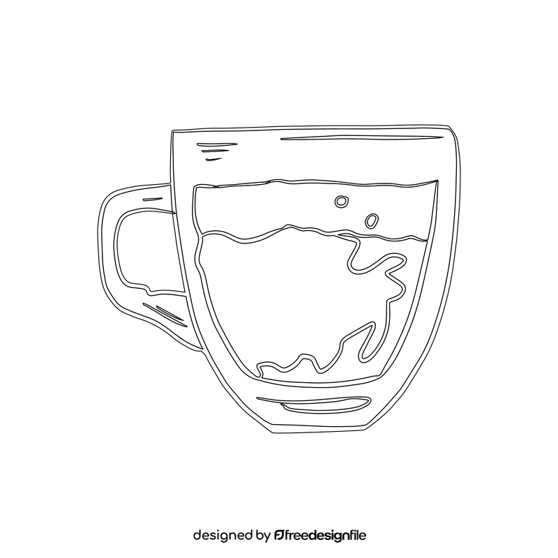 Coffee in Glass Cup black and white clipart