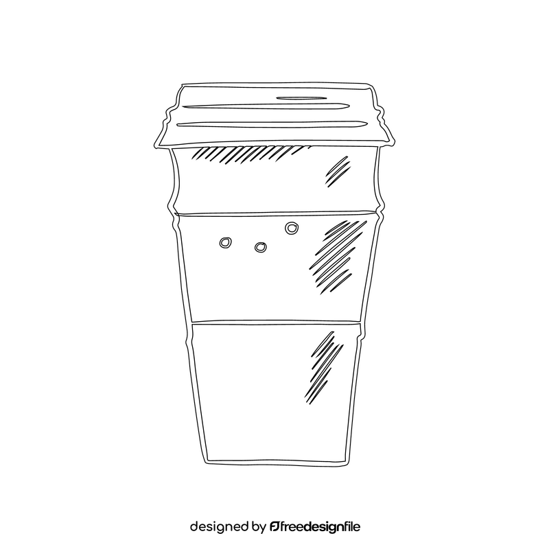 Coffee in Paper Cup black and white clipart