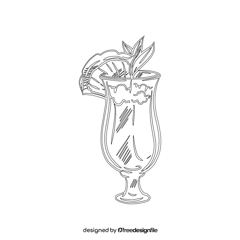 Pina Colada Cocktail black and white clipart
