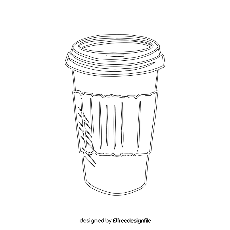 Coffee in Paper Cup black and white clipart