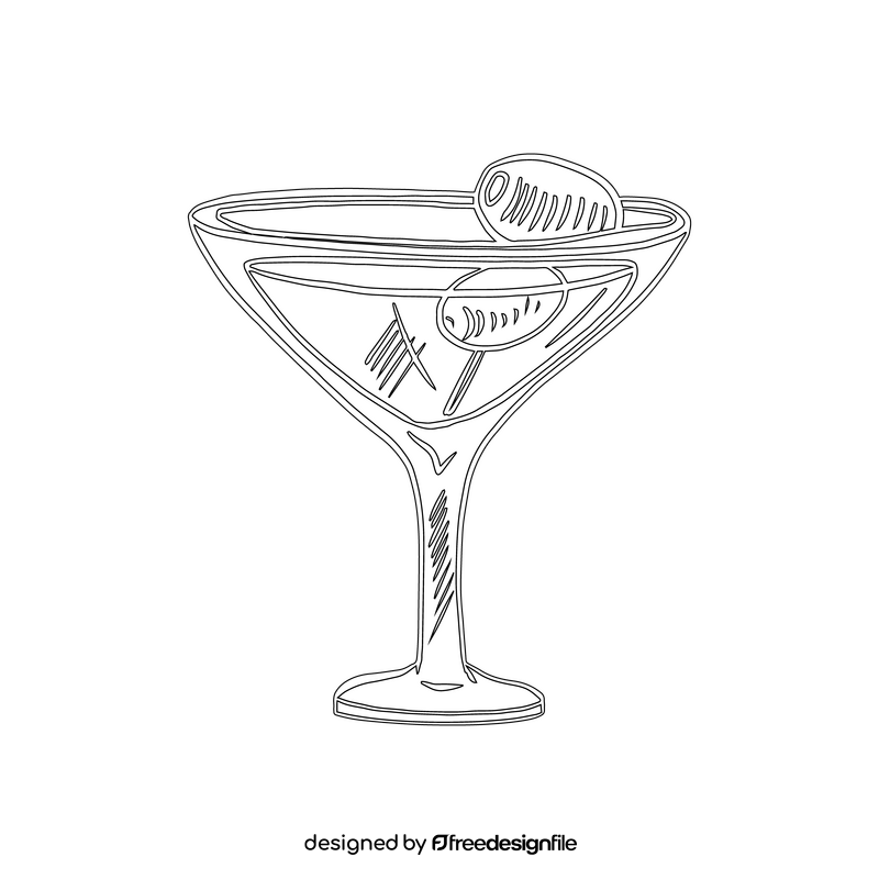 Martini Cocktail black and white clipart
