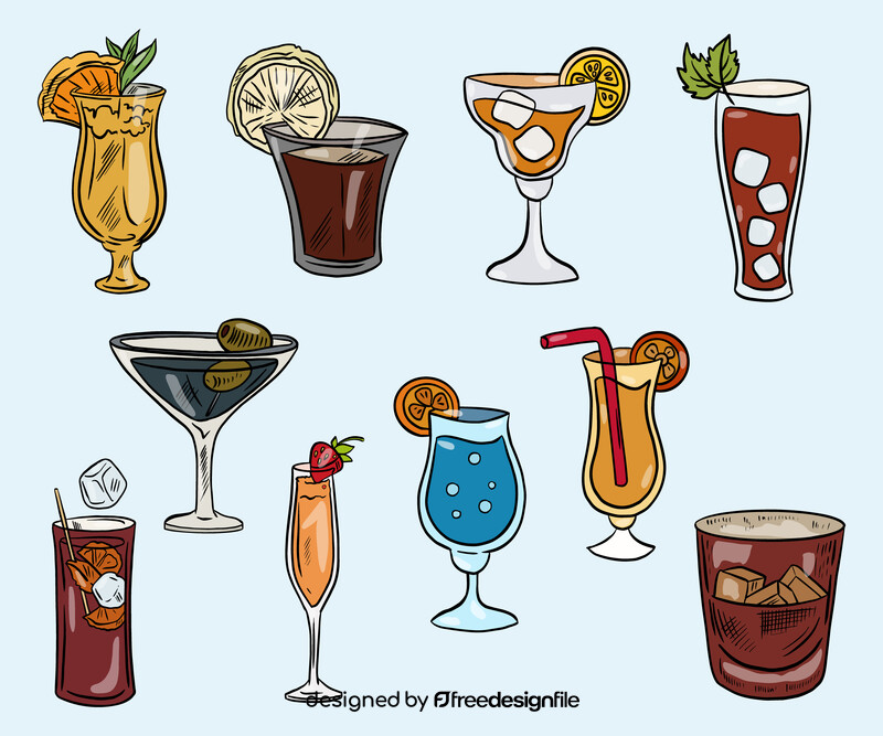 Set of Cocktails vector