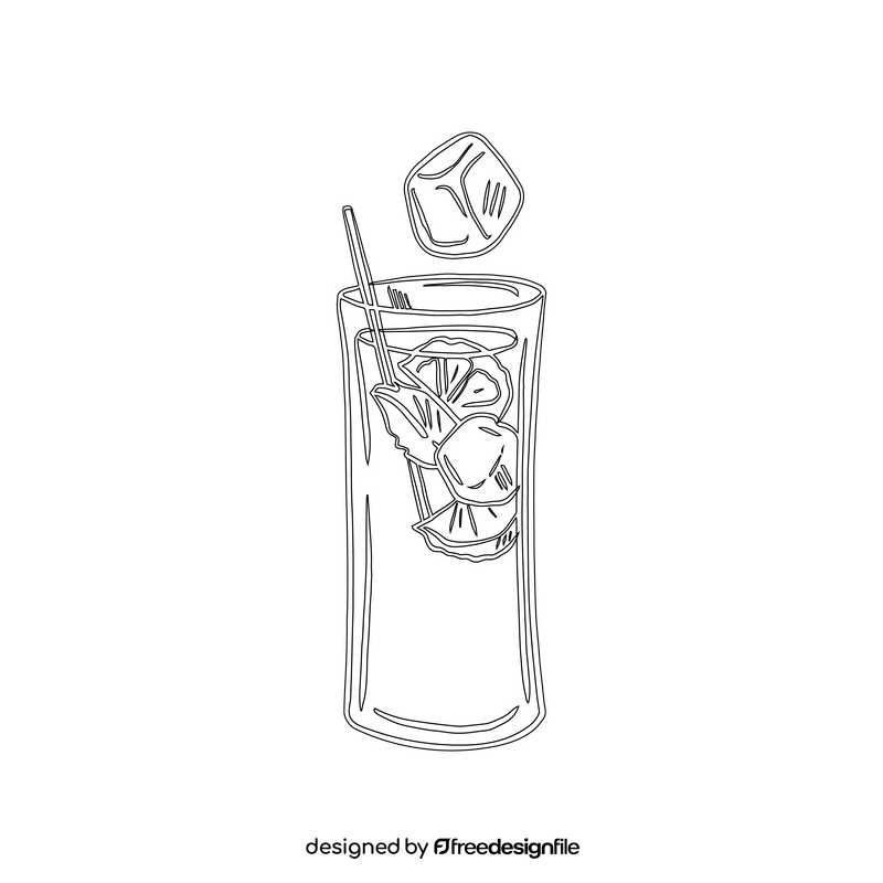 Long Island Iced Tea Cocktail black and white clipart