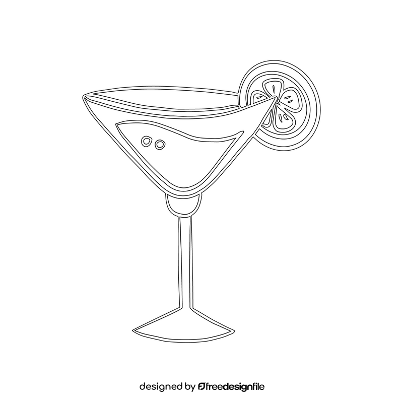 Sidecar Cocktail black and white clipart