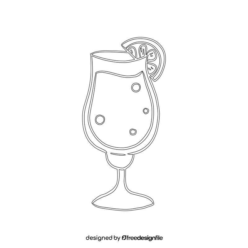 Blue Hawaii Cocktail black and white clipart