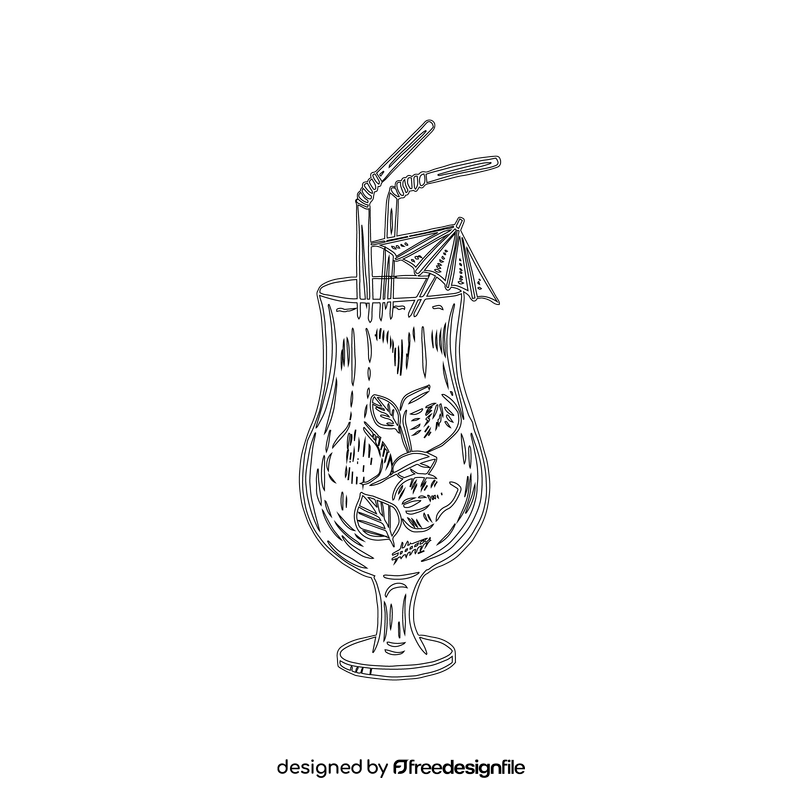 Coctail black and white clipart