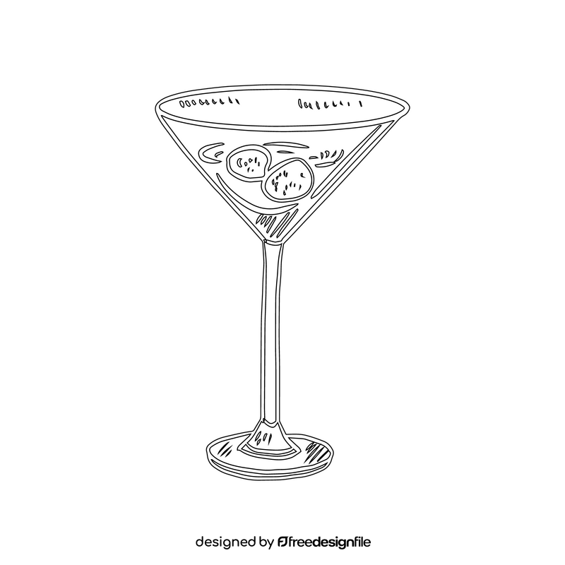 Martini Cocktail black and white clipart