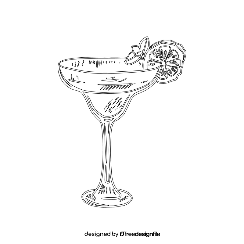 Margarita Cocktail black and white clipart