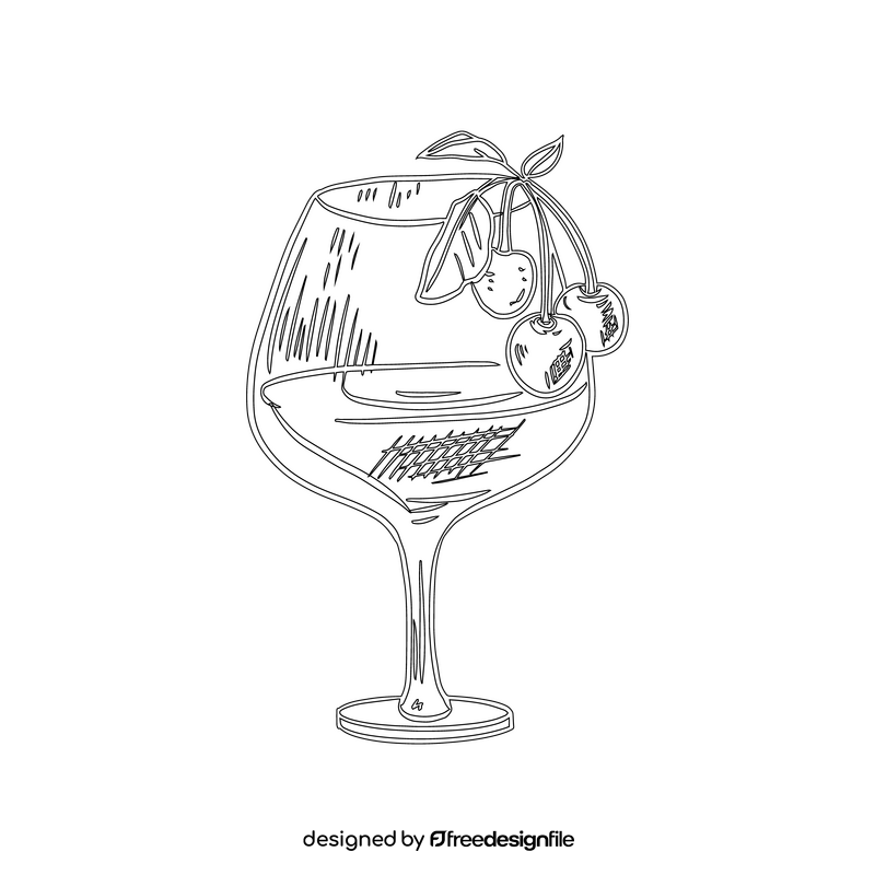 Cherry Cocktail black and white clipart