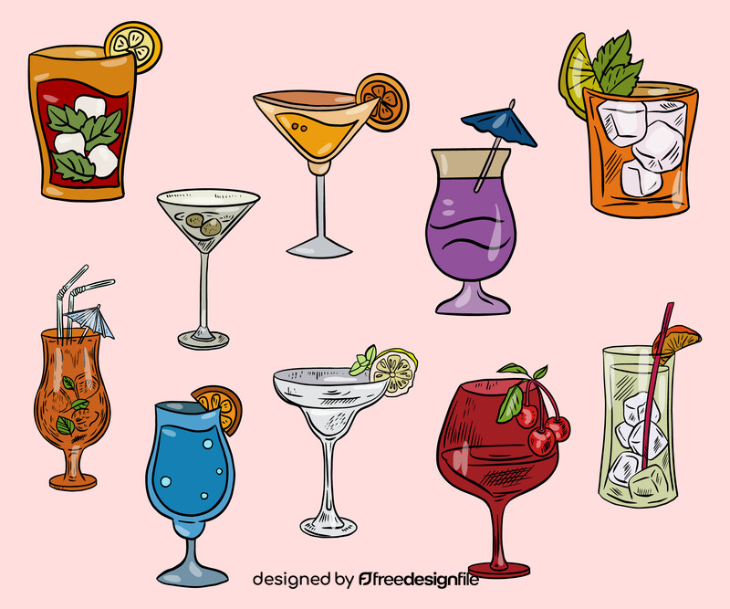 Set of Cocktails vector