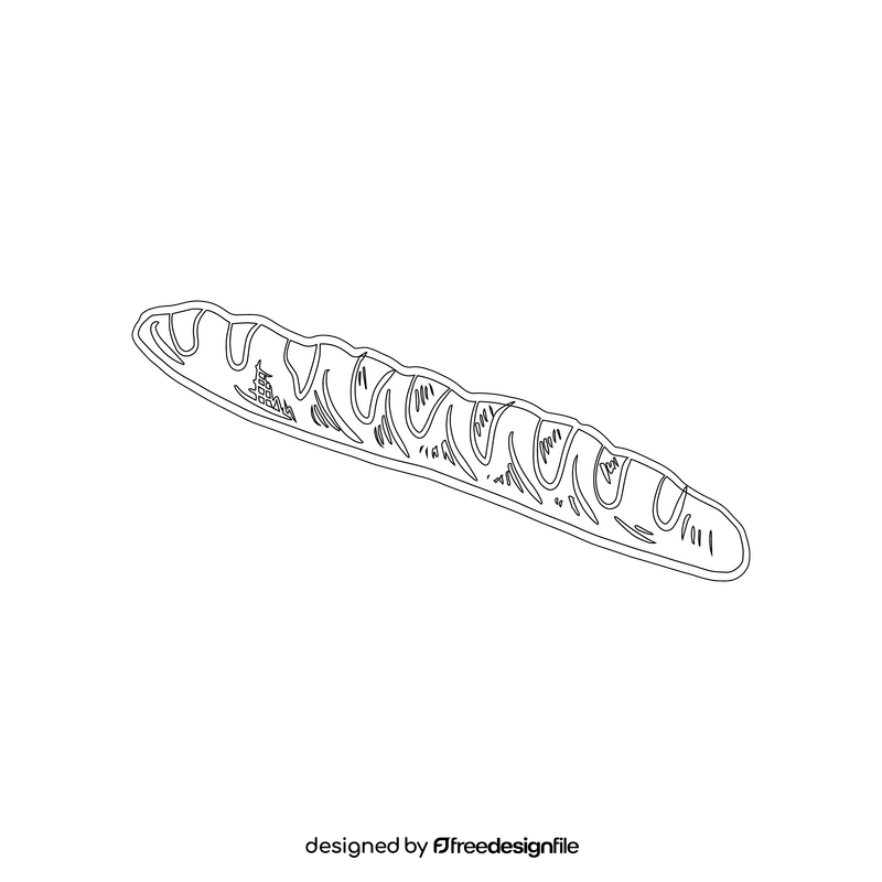 Baguette, French Bread black and white clipart