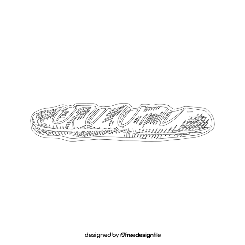 French Baguette Bread black and white clipart