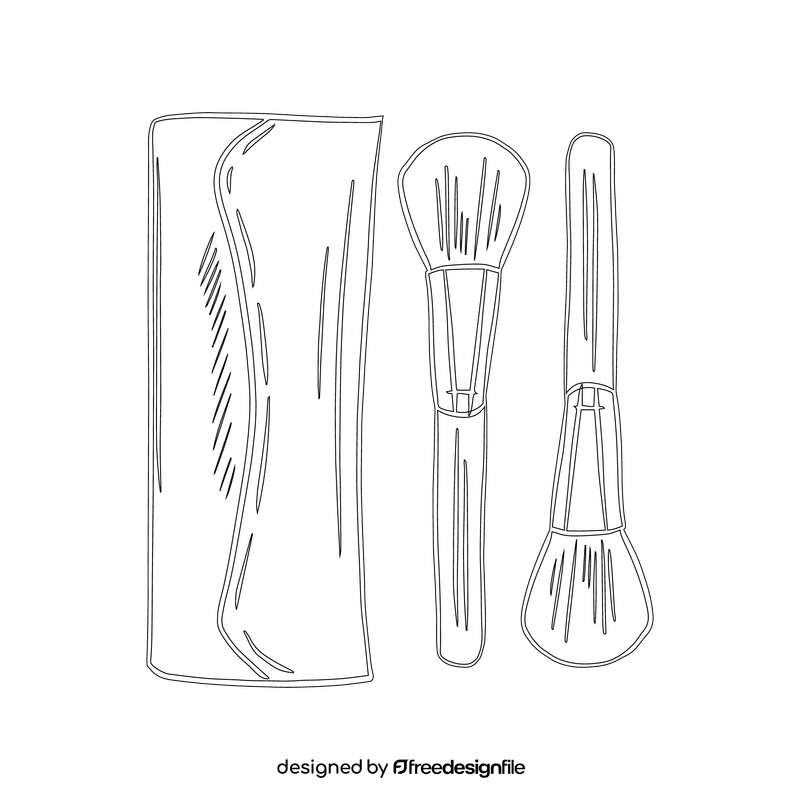 Makeup brush black and white clipart