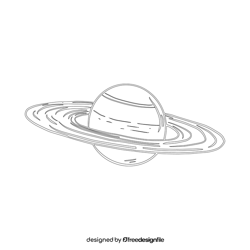 Saturn planet black and white clipart