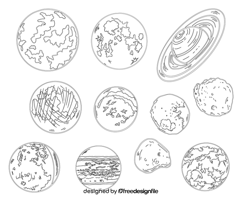 Solar System black and white vector