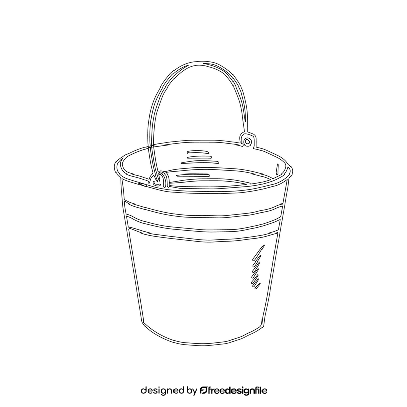 Metal Bucket black and white clipart