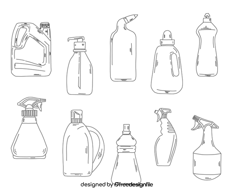 Household chemicals black and white vector