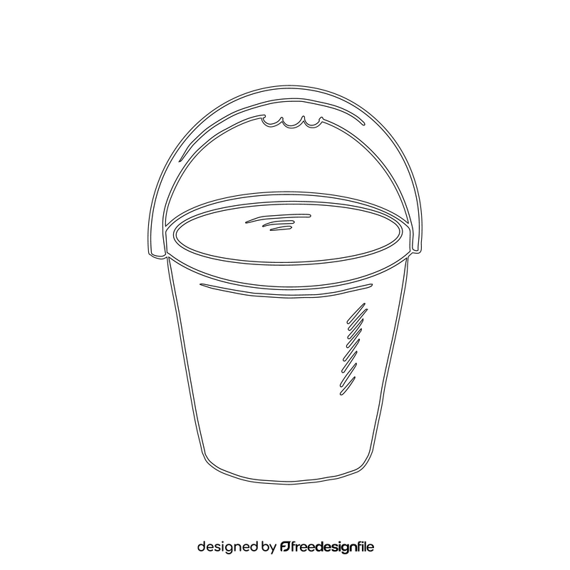Plastic bucket black and white clipart