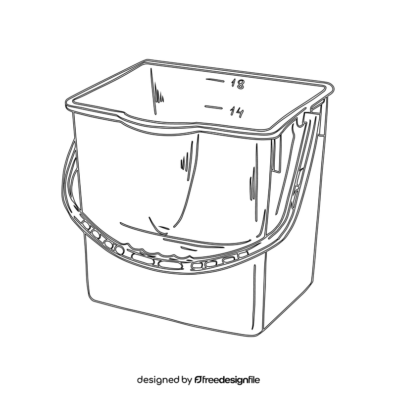 Orange rectangle bucket black and white clipart