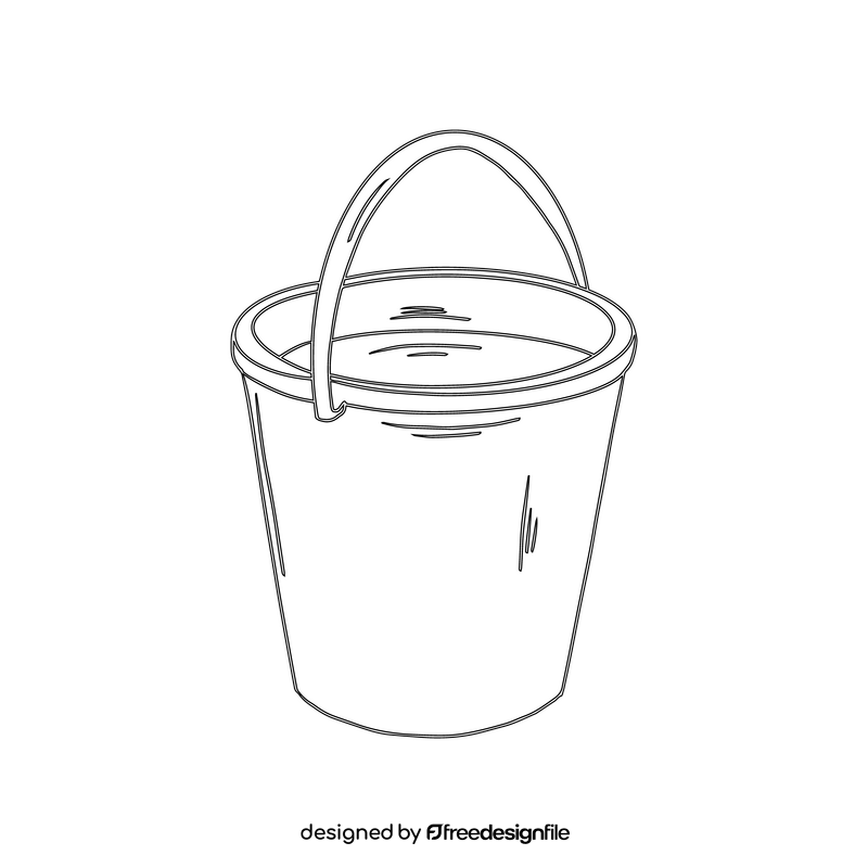 Plastic bucket black and white clipart