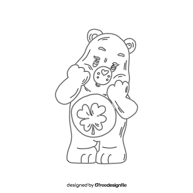 Care bears toy black and white clipart