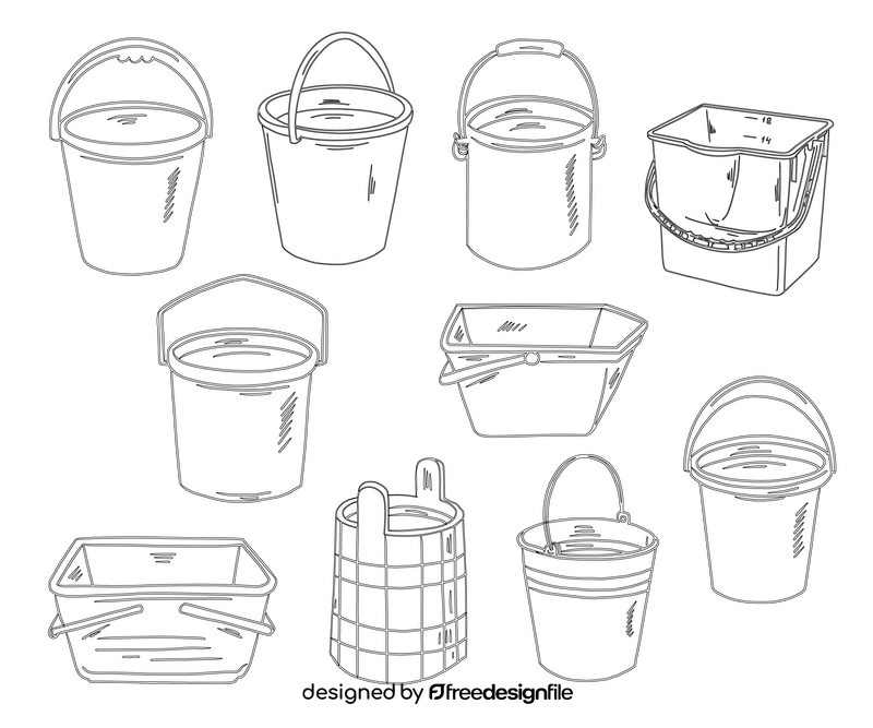 Buckets black and white vector